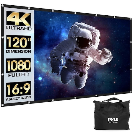 Pyle 120'' Portable Outdoor Projection Screen - Lightweight Viewing Projector Display with Frame Stand, H PRJFOL130